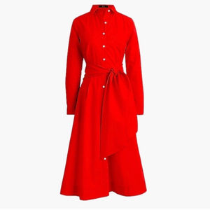 NWT J. Crew Tie-Waist Shirtdress Cotton Poplin
